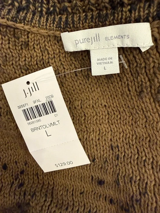 PureJill by J. Jill Open Front Rib Textured Intarsia Cardigan Sweater NWT Size L - Picture 6 of 8